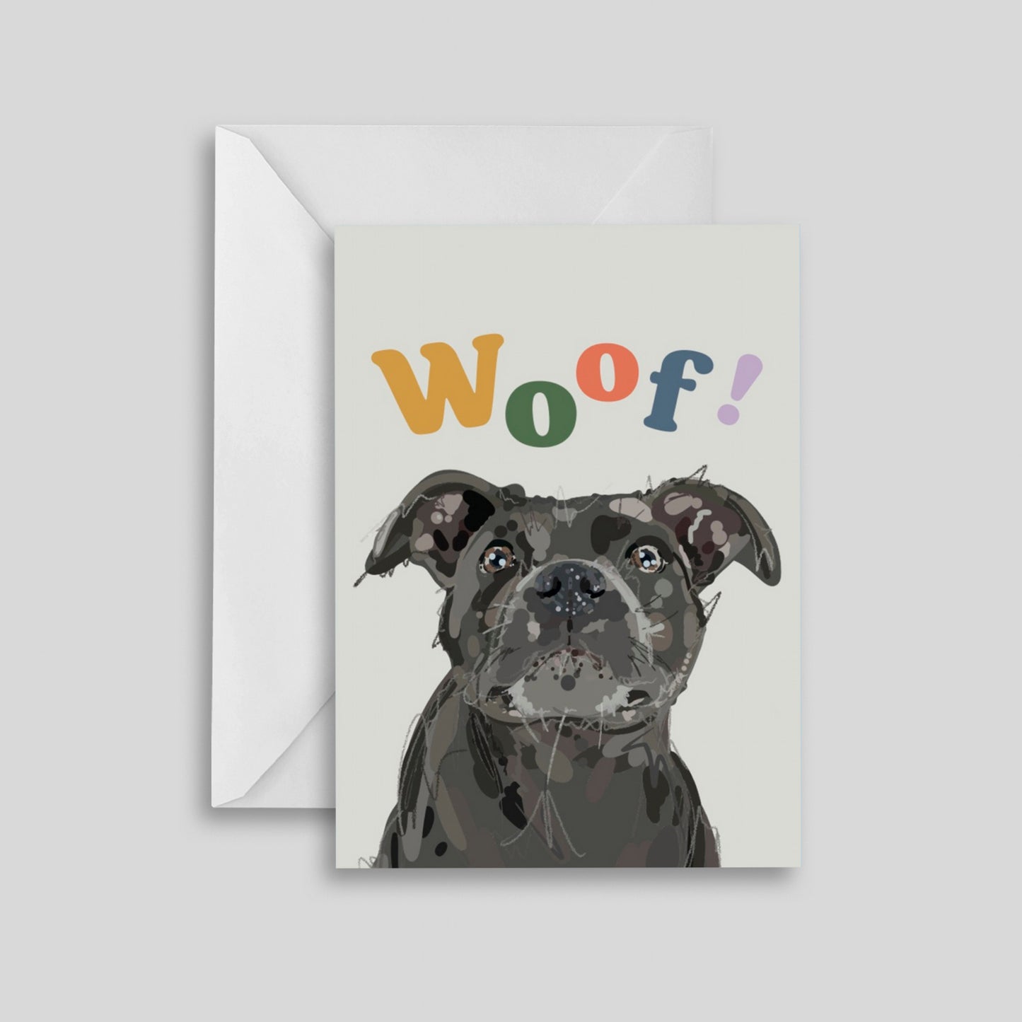 Woofing Staffordshire Bull Terrier Greeting Card