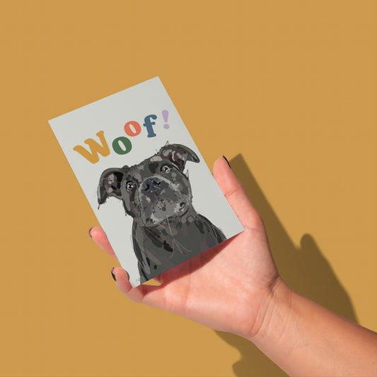 Woofing Staffordshire Bull Terrier Greeting Card