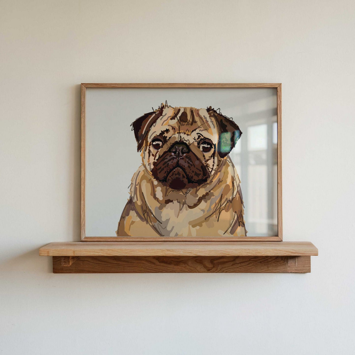 Pug Illustration Art Print – A5 (Fawn)