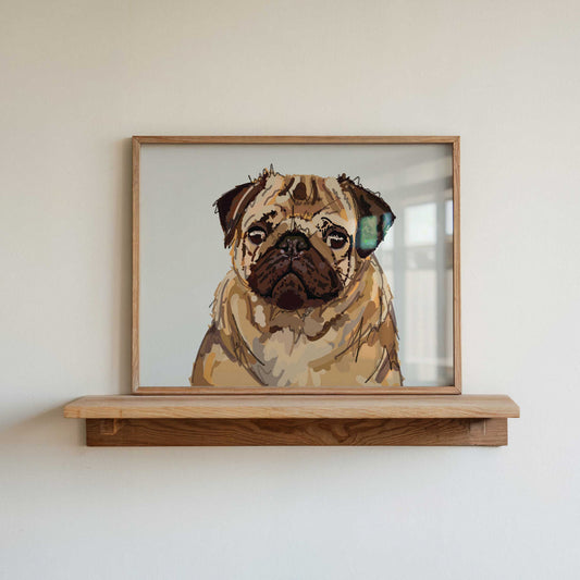 Pug Illustration Art Print – A5 (Fawn)