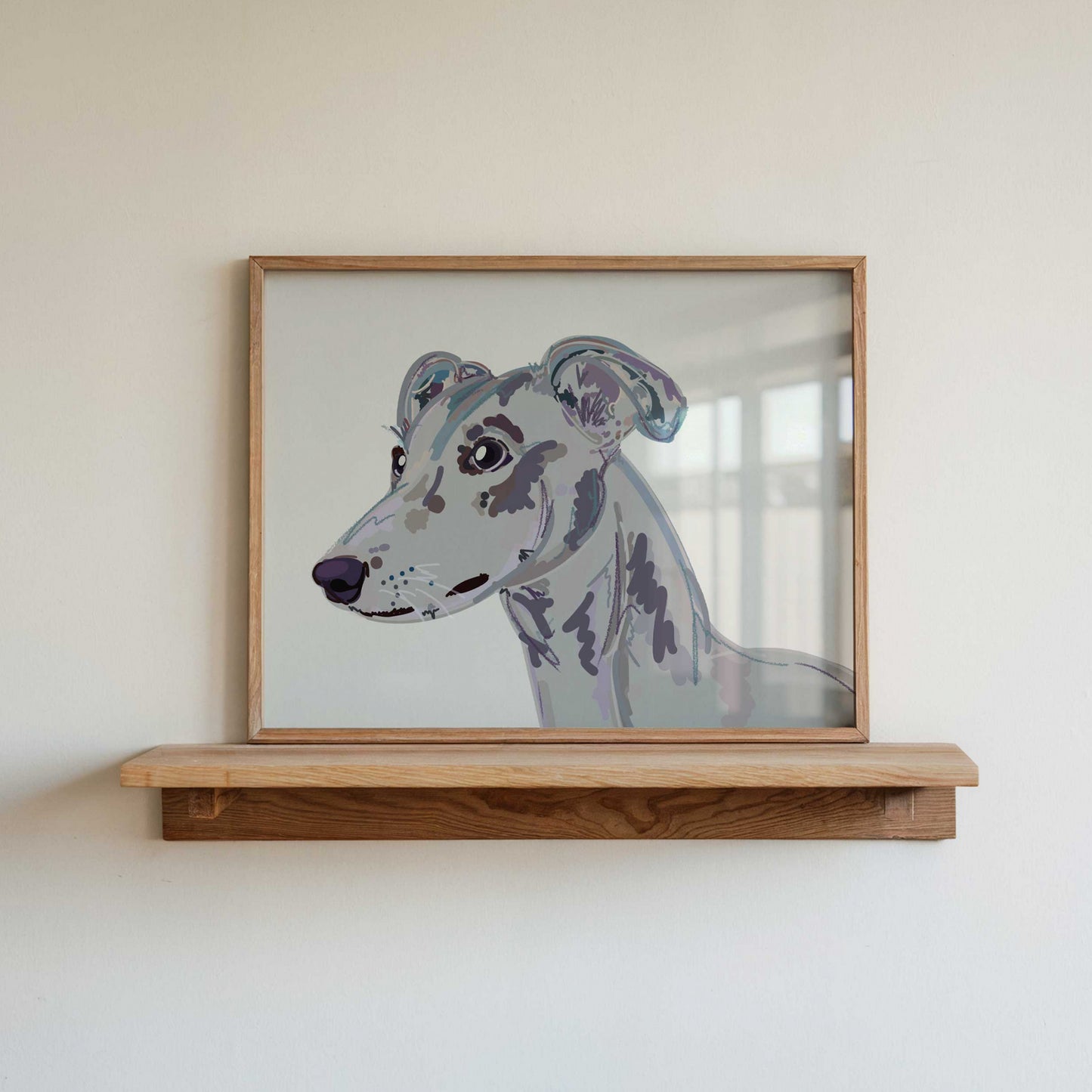 Whippet Dog Illustration Art Print – A5 (Grey)