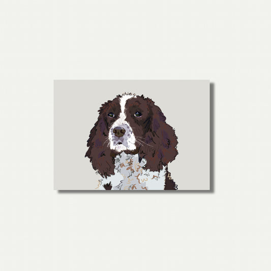 English Springer Spaniel Illustration Art Print – A5 (Liver & White)