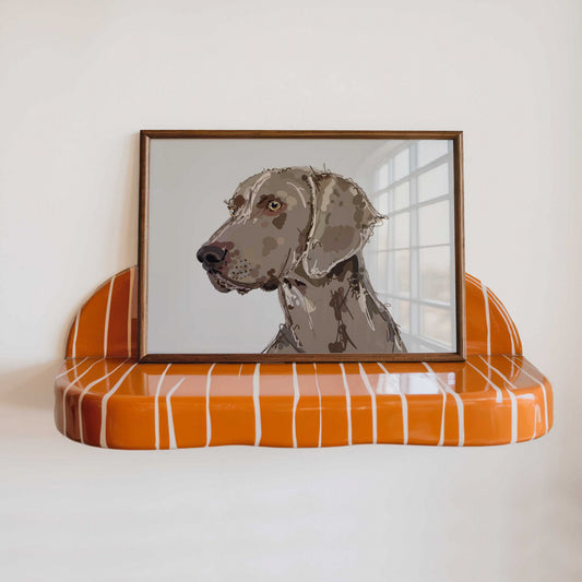 Weimaraner Art Print – A5 (Fawn Beige)