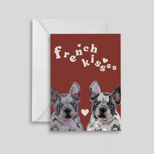 French Kisses Frenchie Greeting Card