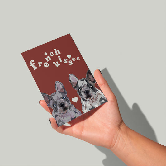 French Kisses Frenchie Greeting Card