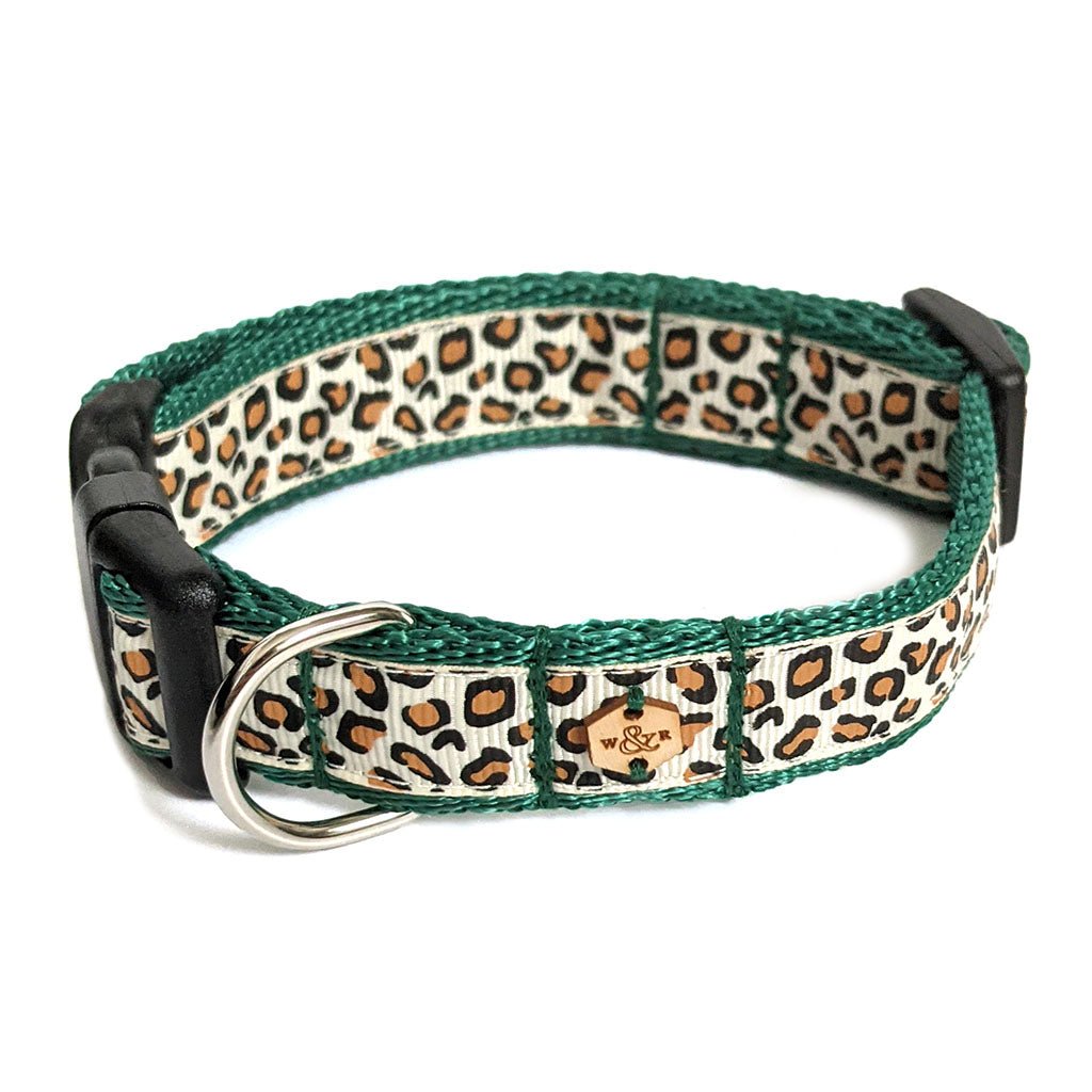 Wren & Rye Forest Fir Leopard Print Dog Collar