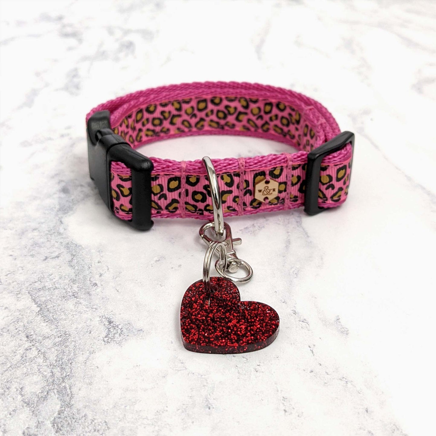Wren & Rye Hot Pink Leopard Print Dog Collar