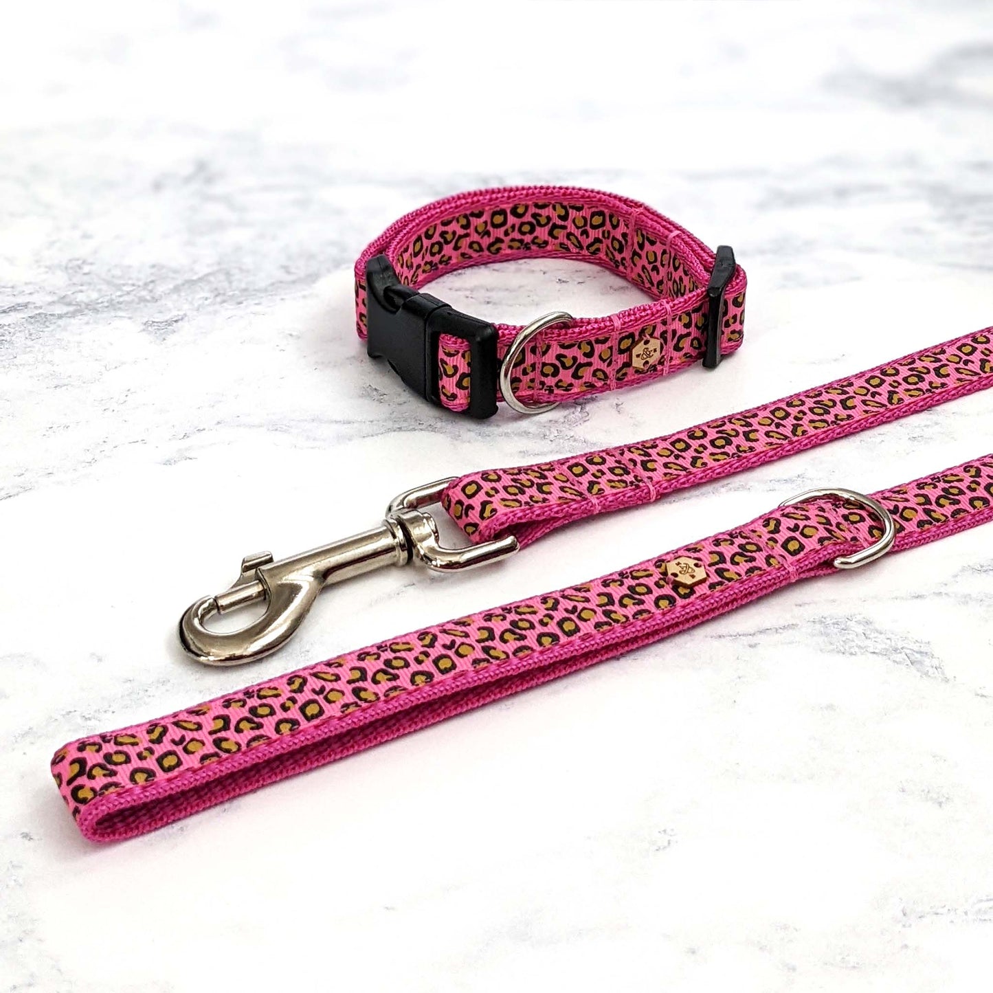 Wren & Rye Hot Pink Leopard Print Dog Lead