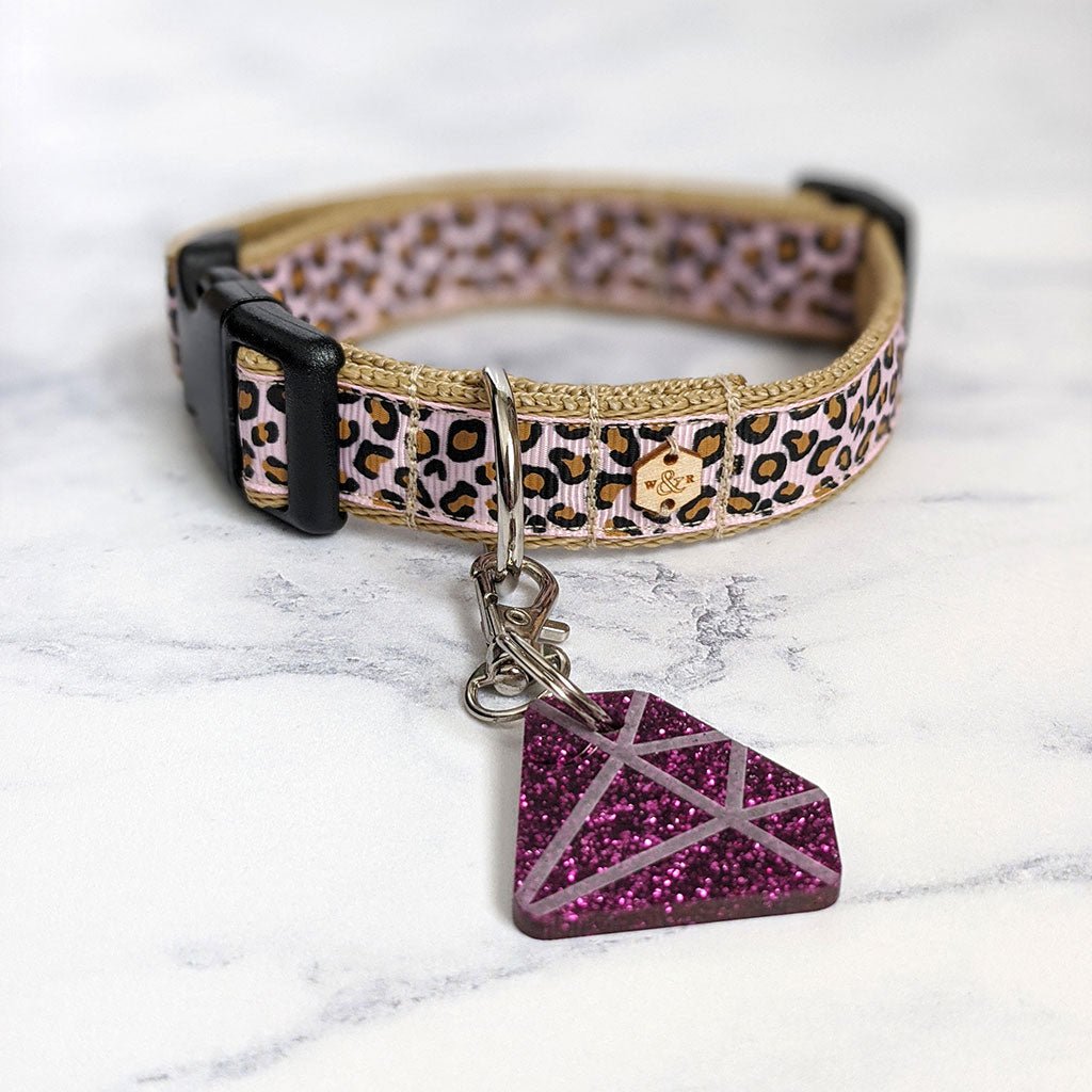 Wren & Rye Raspberry Cream Leopard Print Dog Collar
