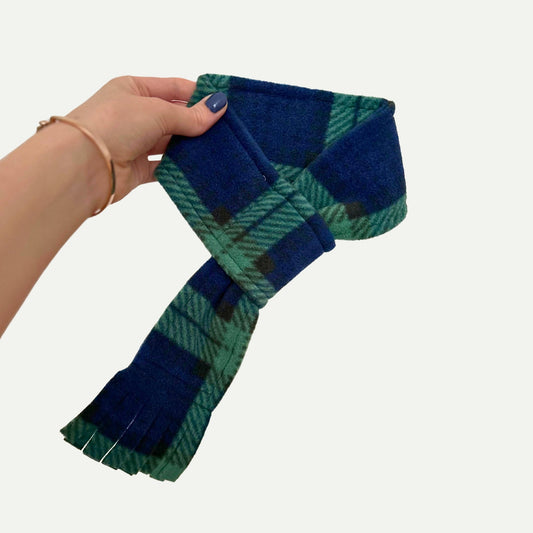 Wren & Rye Blue & Green Clifton Highland Tartan Fleece Pet Scarf