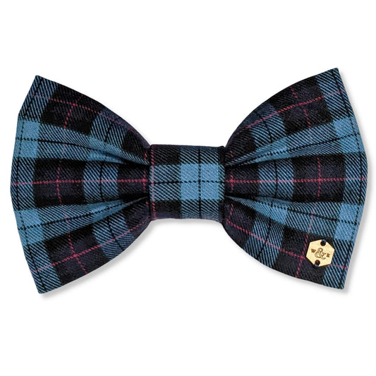 Wren & Rye Dark Blue Tartan Dog Bow Tie