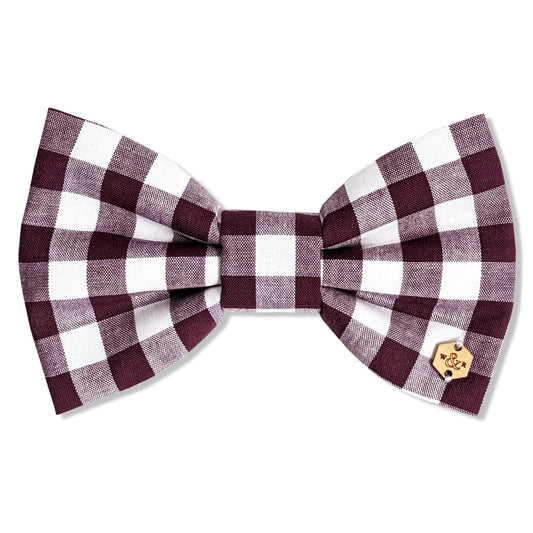 Wren & Rye Deep Purple Gingham Dog Bow Tie