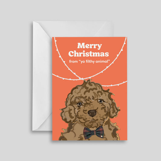 Wren & Rye Dog Christmas Card - Merry Christmas (Ya filthy animal) Burnt Orange