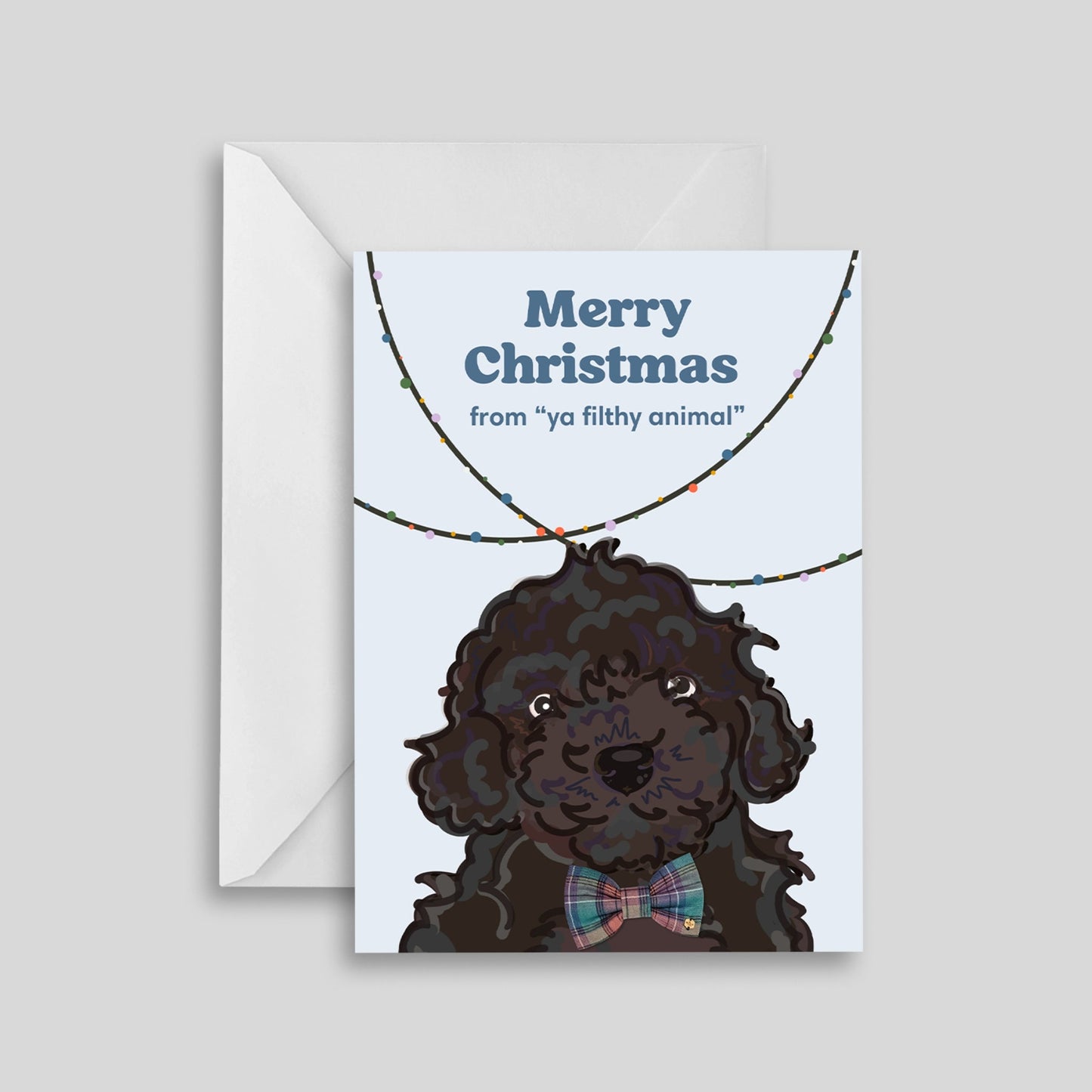 Wren & Rye Dog Christmas Card - Merry Christmas (Ya filthy animal) Ice Blue