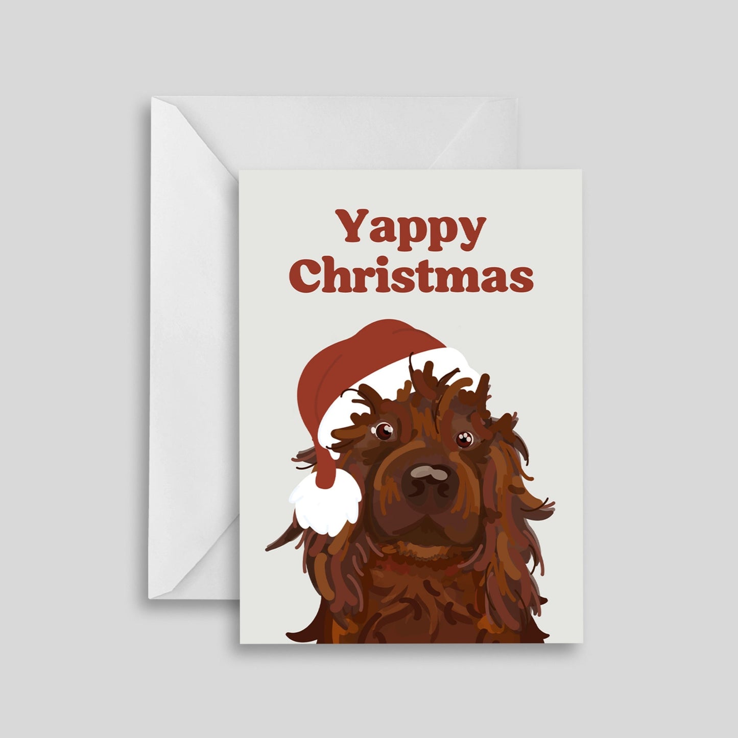 Wren & Rye Dog Christmas Card - Yappy Christmas (Santa Paws) Cream & Red
