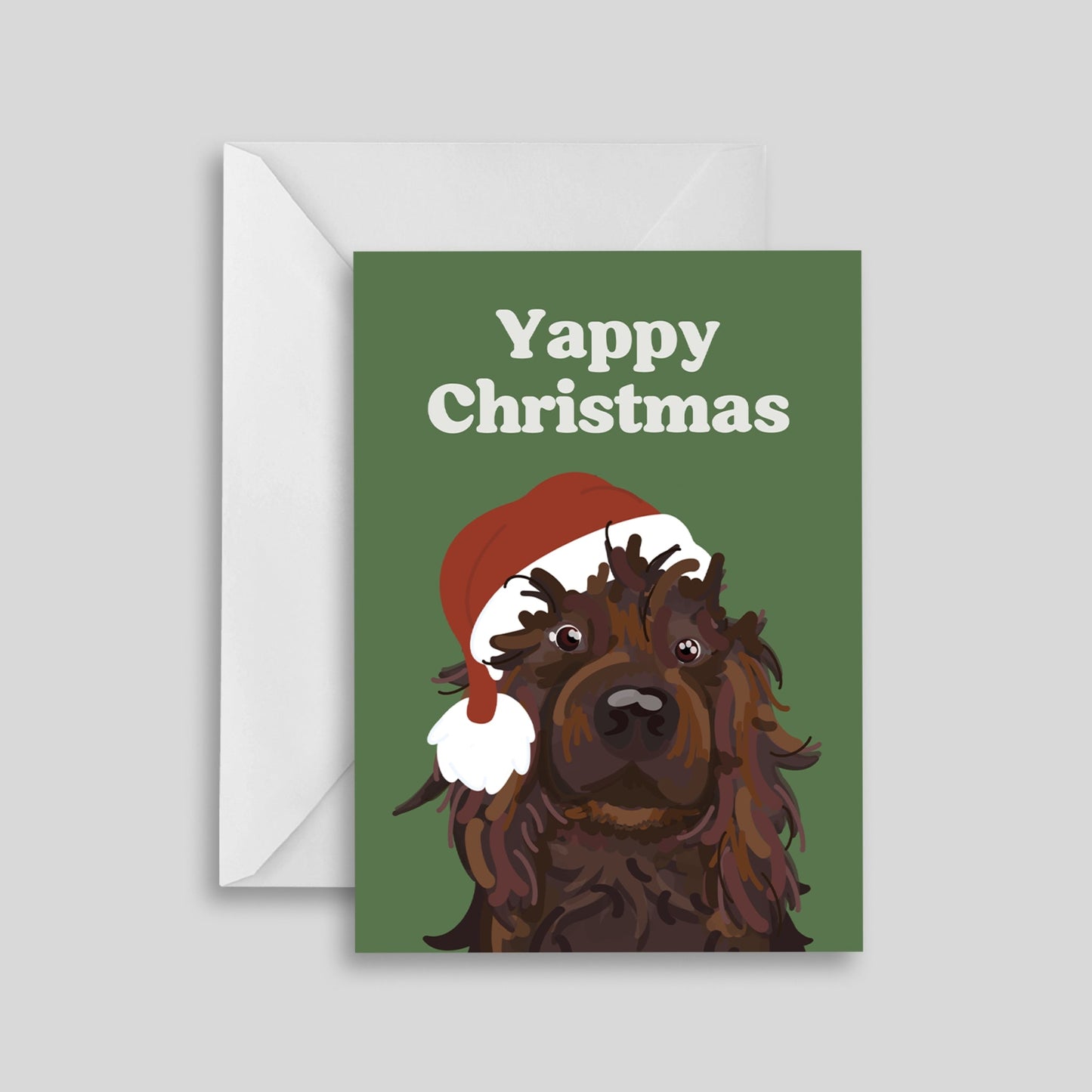 Wren & Rye Dog Christmas Card - Yappy Christmas (Santa Paws) Green
