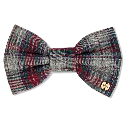 Wren & Rye Festive Grey Tartan Dog Bow Tie