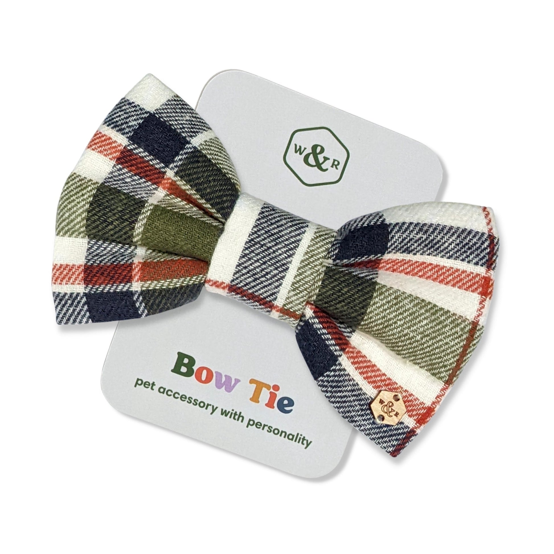 Wren & Rye Green and Cream Tartan Dog Bow Tie