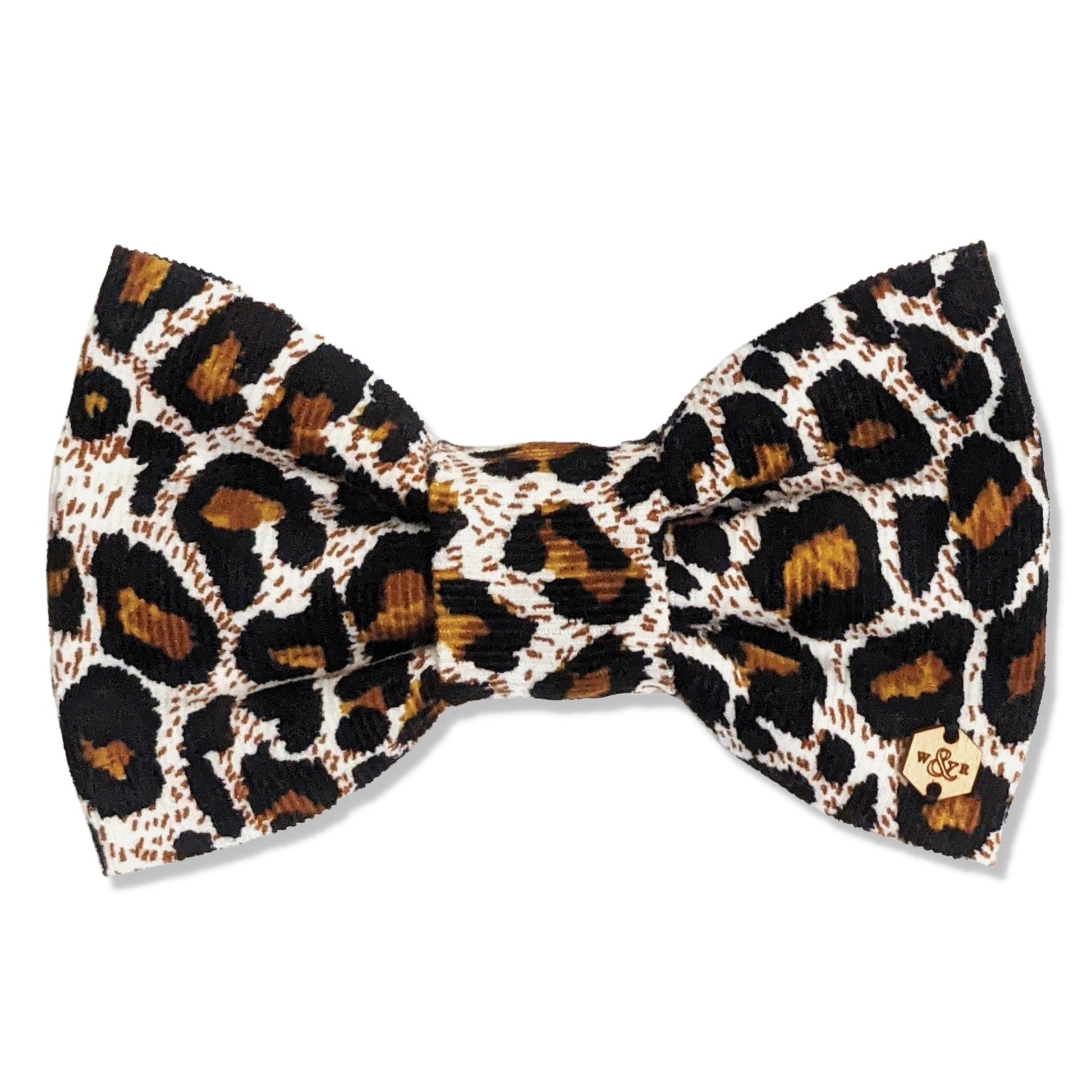 Wren & Rye Lovely Leopard Corduroy Dog Bow Tie