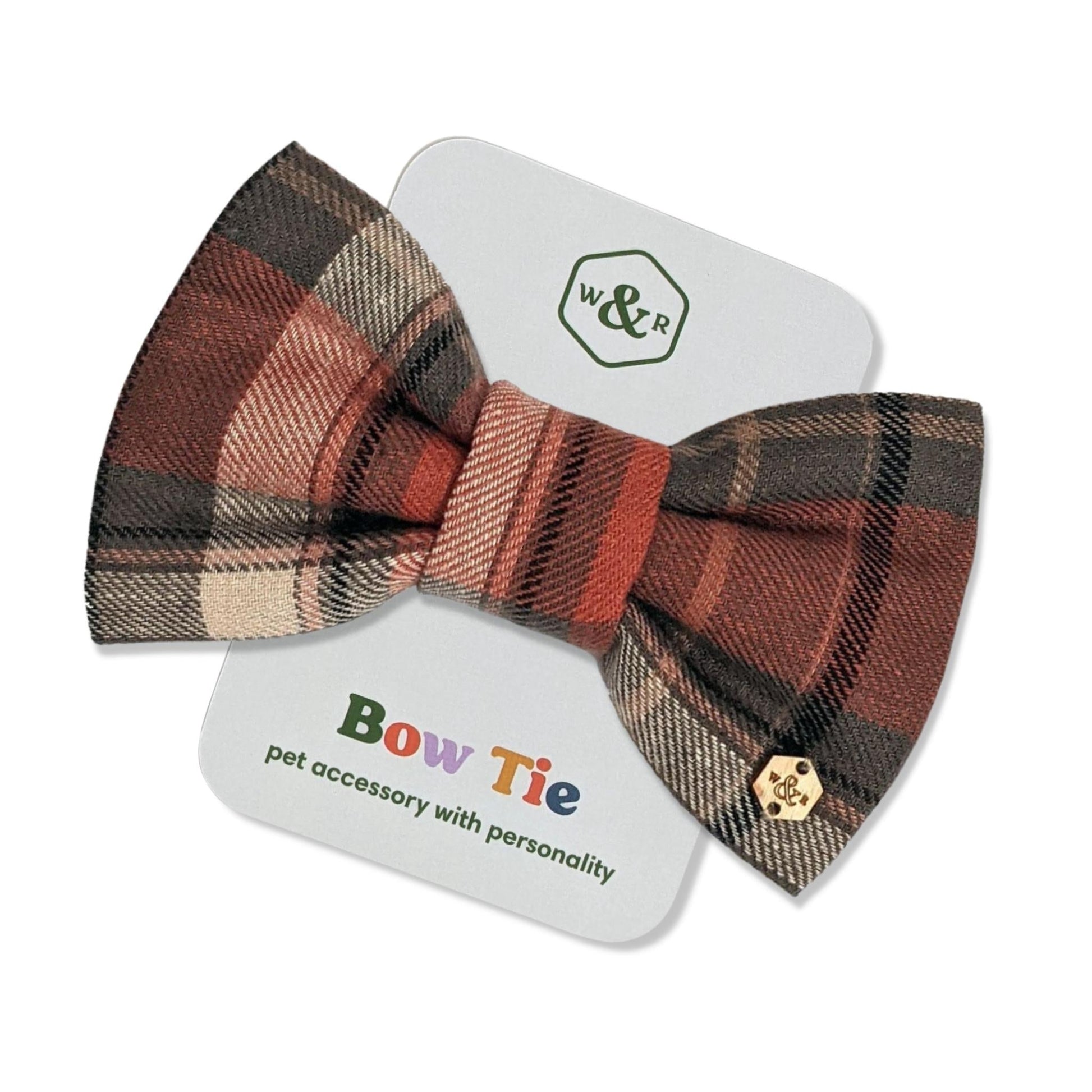 Wren & Rye Orange & Brown Tartan Dog Bow Tie