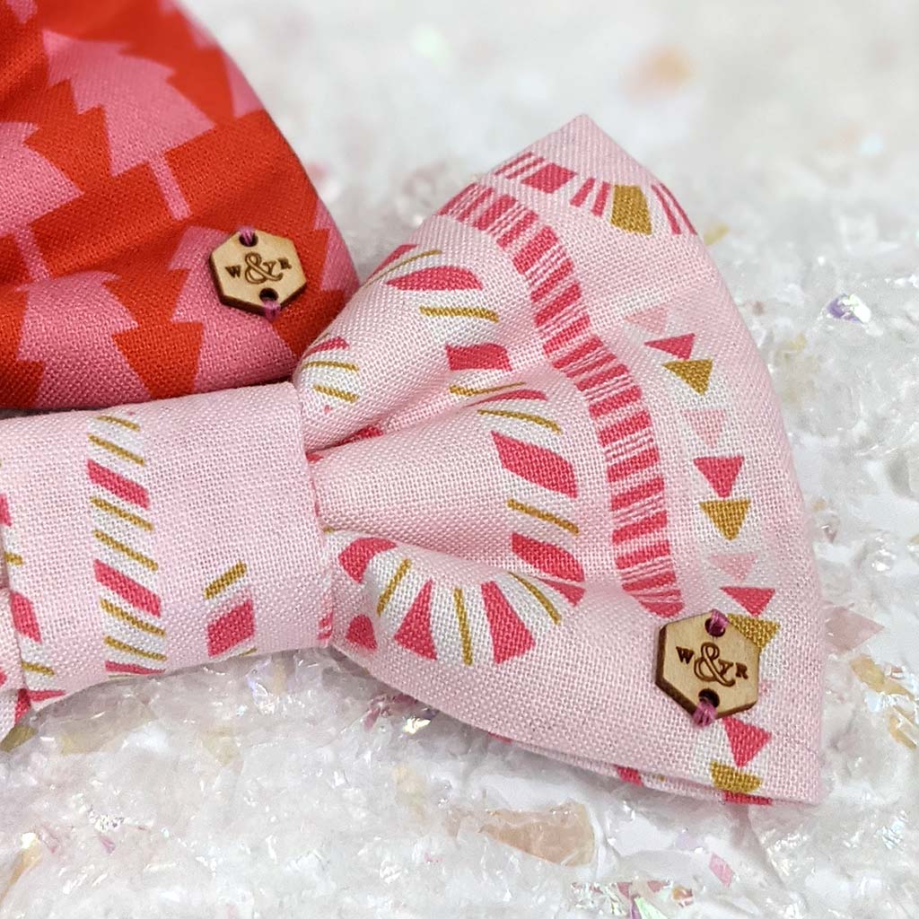 Wren & Rye *PAST SEASON* Candy Cane Pink Dog Bow Tie