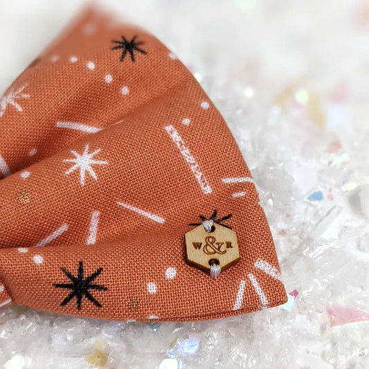 Wren & Rye *PAST SEASON* Snowflake & Frost Rust Dog Bow Tie