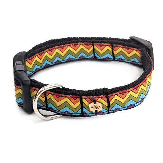 Wren & Rye Rainbow Chevron Dog Collar