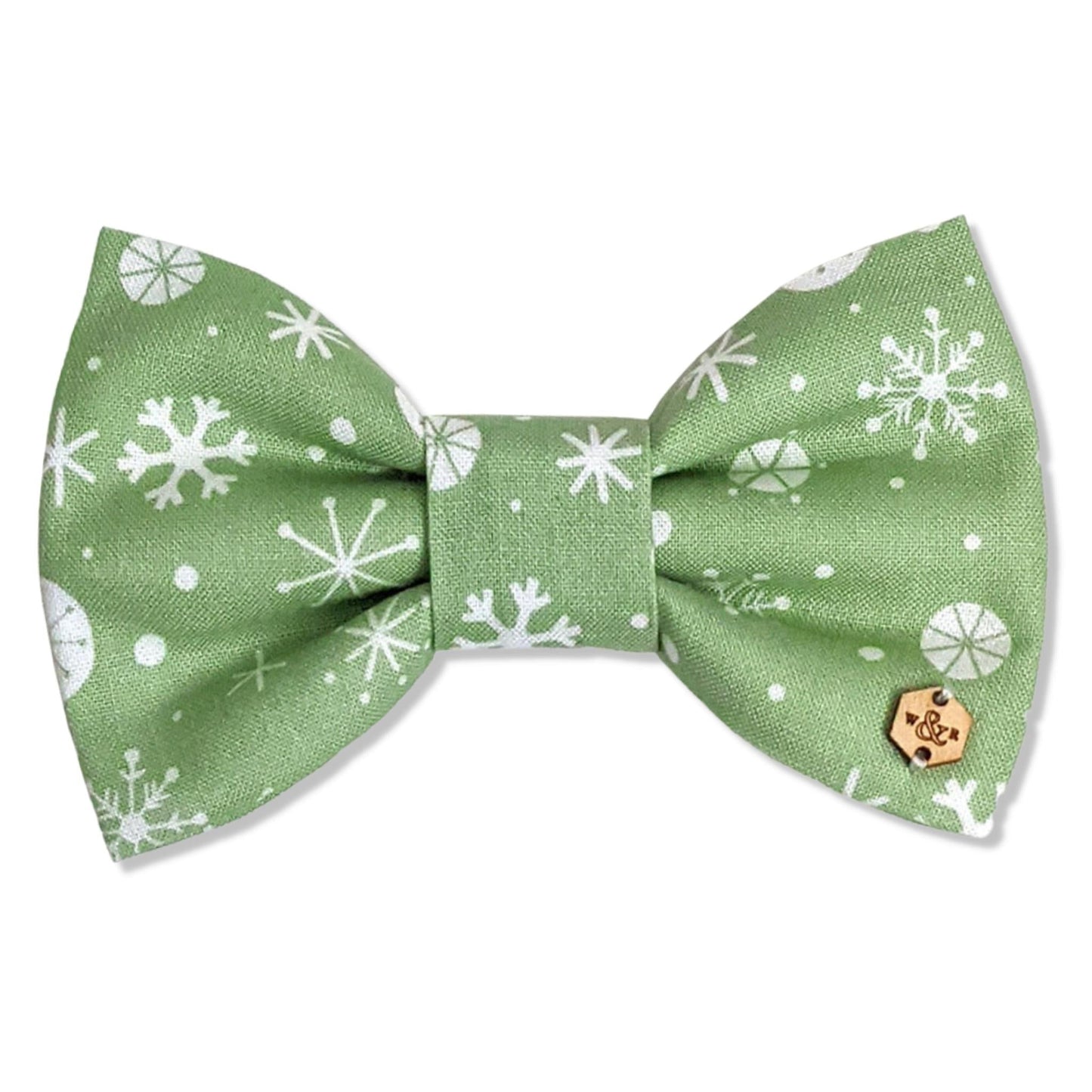 Wren & Rye Snowflake Green Dog Bow Tie