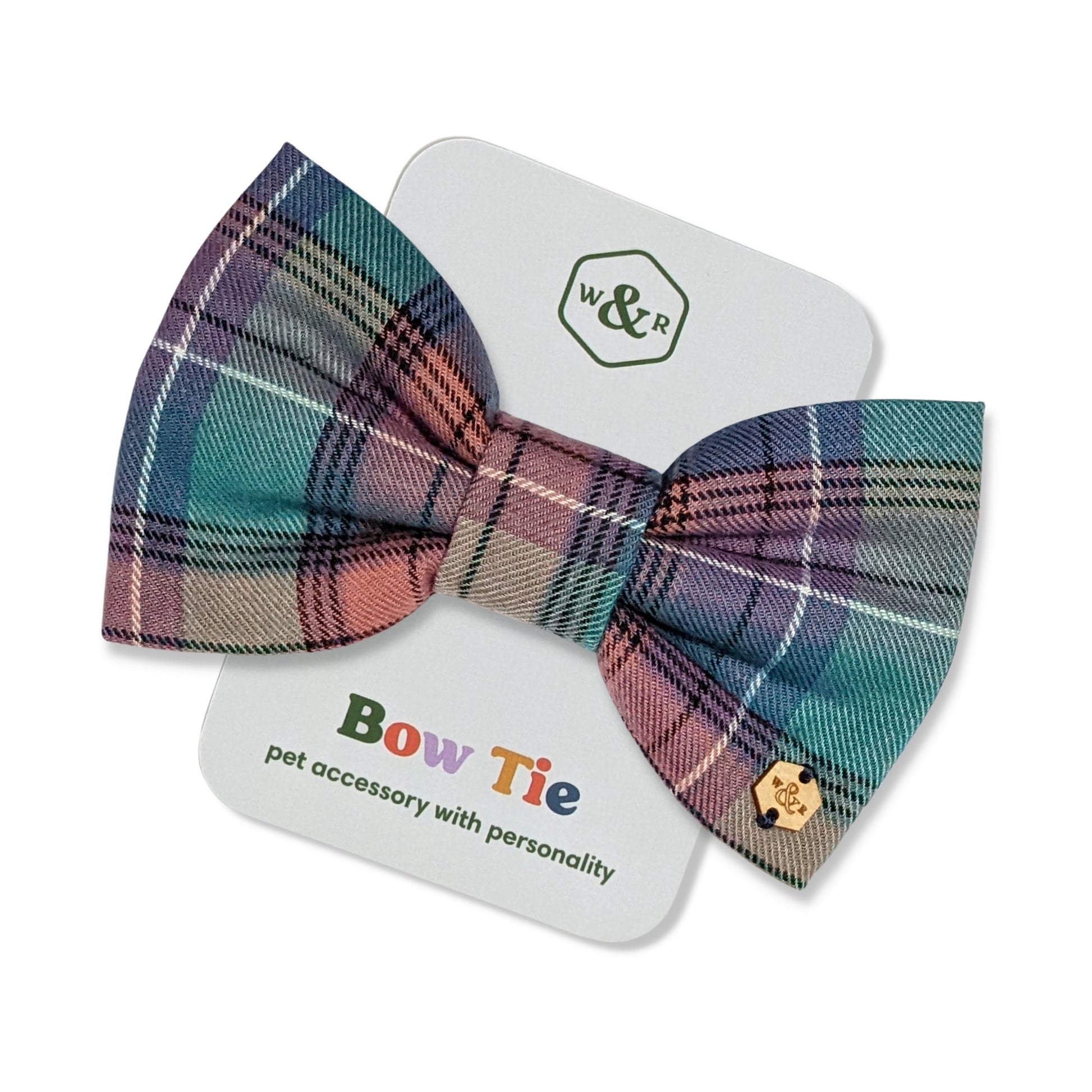 Wren & Rye Teal and Lilac Tartan Dog Bow Tie