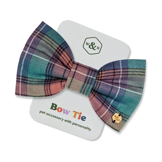 Wren & Rye Teal and Lilac Tartan Dog Bow Tie