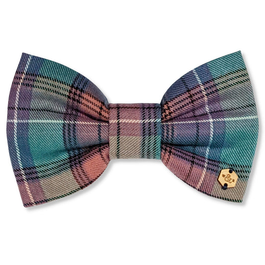 Wren & Rye Teal and Lilac Tartan Dog Bow Tie
